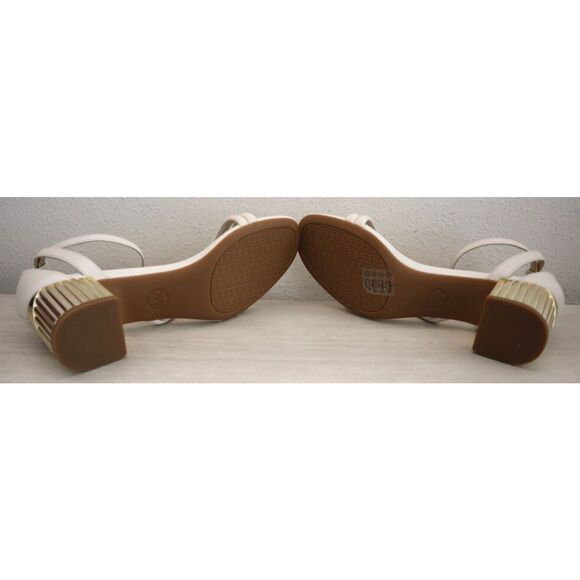 Michael Kors Women's Sz 8M Light Cream Leather Porter Strappy Mid Sandals - Picture 10 of 15